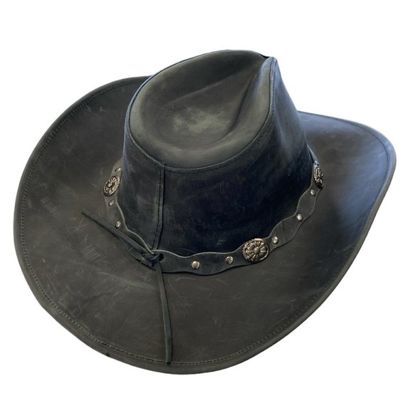 Wide Leather Cowboy/ Cowgirl Western Hat - Picture 5 of 13